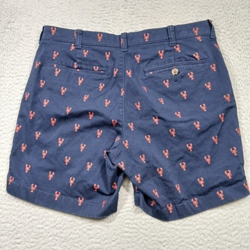 J.Crew Shorts Mens‎ 33 Navy Lobster Print Casual Chino 7 Inch Inseam